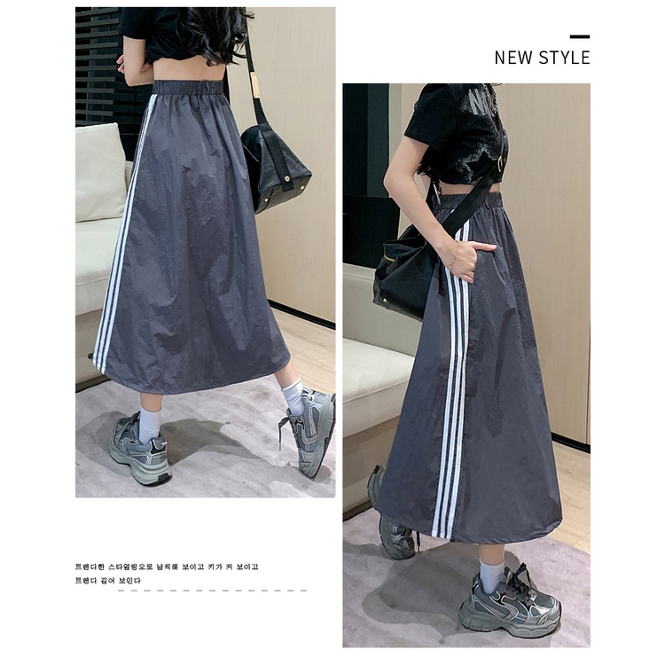 Chân Váy Chữ A Dáng Rộng Họa Tiết Kẻ Sọc Thời Trang Mùa Hè Hàn Quốc Cho Nữ