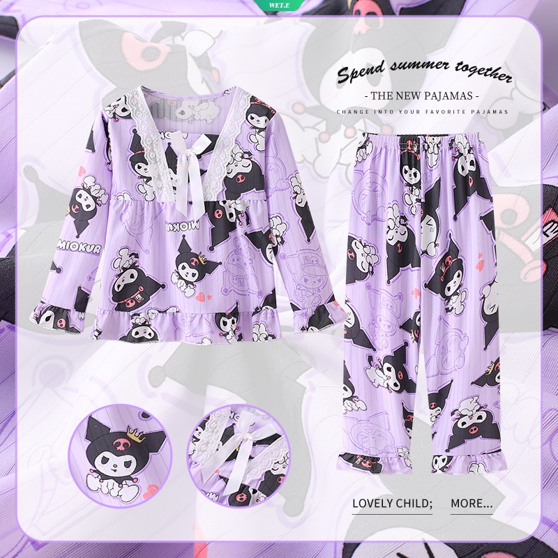 Bộ Đồ Ngủ Tay Dài In Hoạt Hình Cinnamoroll Melody Hello Kitty Nhật Bản Thiết Kế Thoải Mái Thời Trang Xuân Thu 2023 Cho Bé Gái