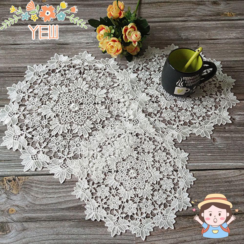 YEW Khăn Trải Bàn Chất Liệu Cotton Phối Ren Màu Sắc Bắt Mắt