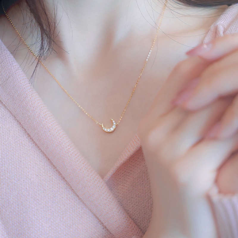 Vòng cổ Mạ Vàng 14K Hình Mặt Trăng Thời Trang Cho Nữ