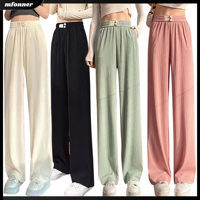 Quần Dài Lưng Cao Ống Rộng Thời Trang Mùa Hè Dành Cho Nữ