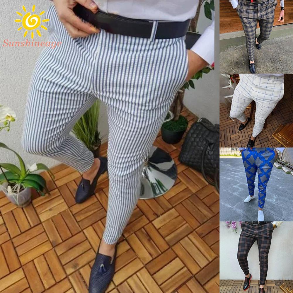 Quần Dài Dáng Ôm Co Giãn Họa Tiết Sọc Theo Phong Cách Doanh Nhân Thời Trang