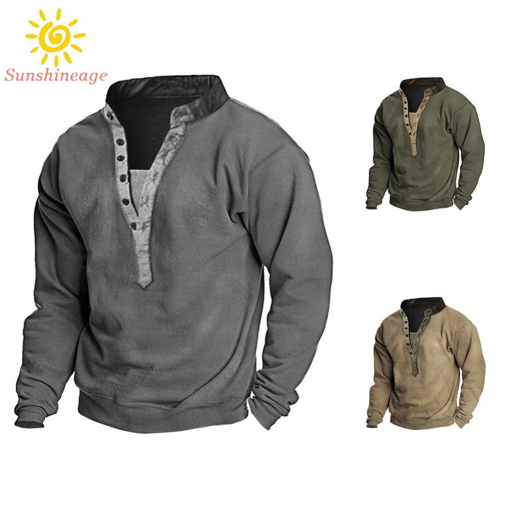 Áo Thun Sweater Vải Kaki Kiểu Vintage Thời Trang Mùa Thu Cho Nam