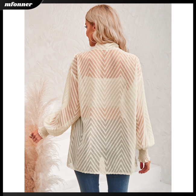 Áo Sơ Mi Nữ Tay Dài Dáng Rộng Màu Sắc Đơn Giản Thanh Lịch