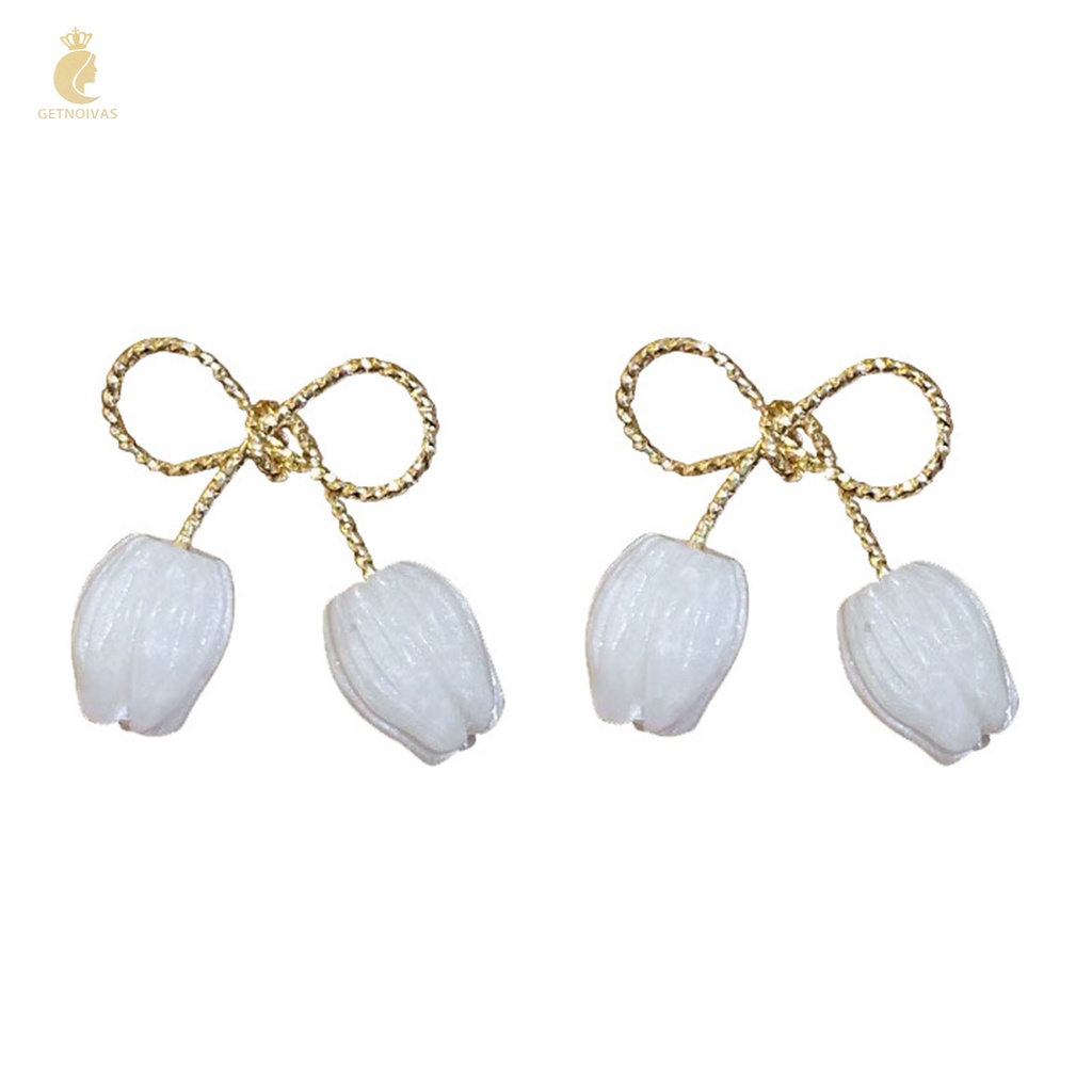 GETNOIVAS Bông Tai Hình Hoa Tulip Đính Đá Thời Trang