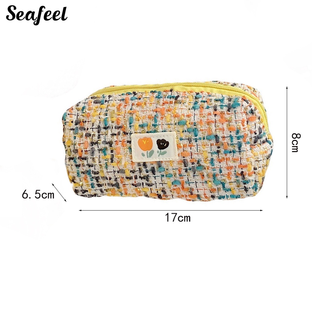 Túi Đựng Bút Bằng Polyester Chống Bụi Sức Chứa Lớn In Họa Tiết Hoa Có Khóa Kéo Cho Nữ