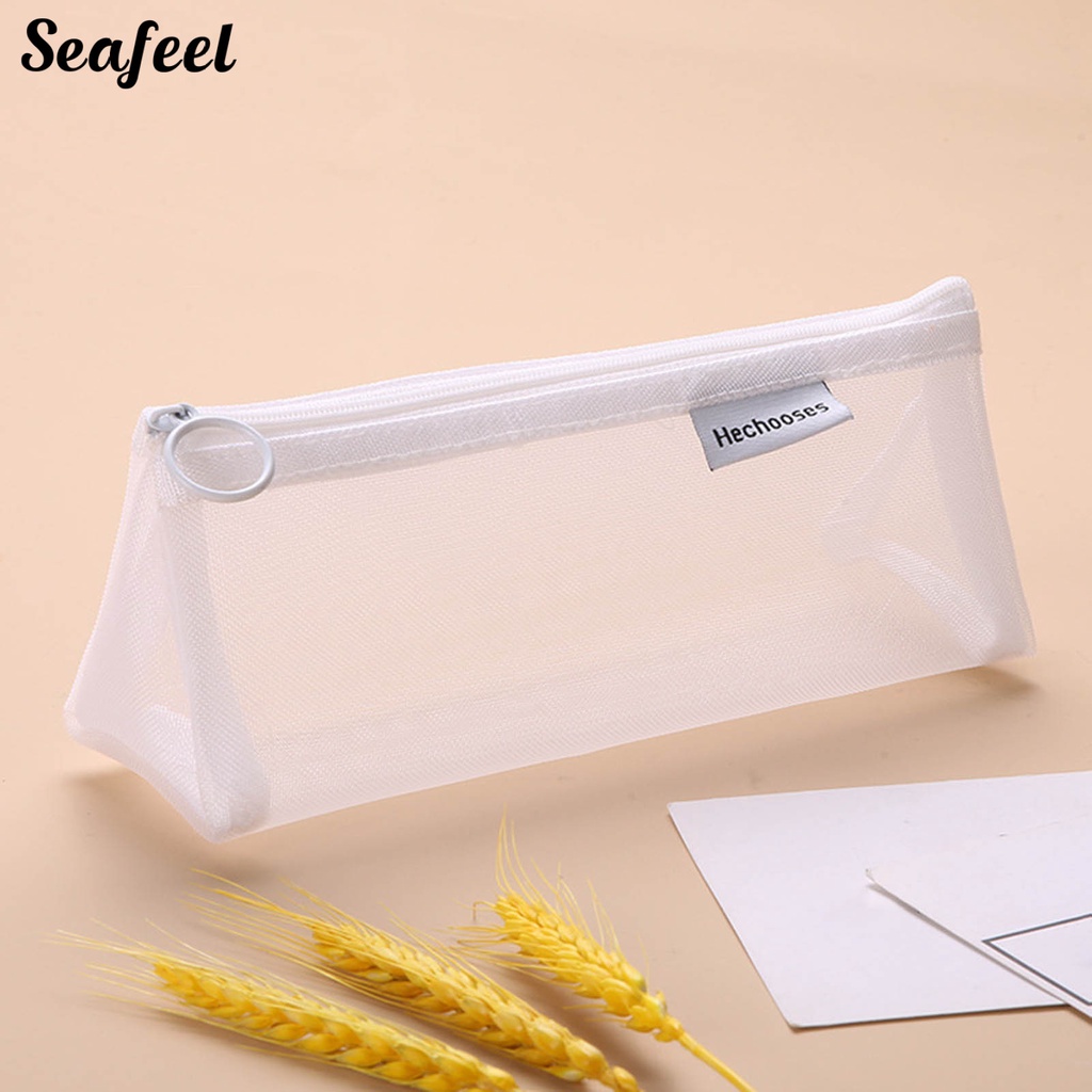 Túi Lưới Đựng Bút Chì Hình Tam Giác Sức Chứa Lớn Có Khóa Kéo