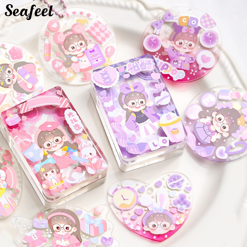 1 Gói Miếng Dán DIY Hình Cô Gái Hoạt Hình Tự Dính Trang Trí Sổ Tay