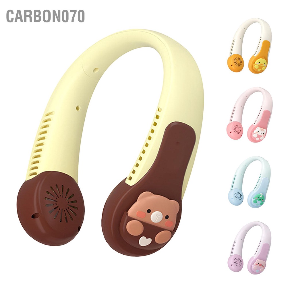 Carbon070 Cổ Quạt Hoạt Hình Làm Mát USB Di Động Có Thể Sạc Lại Yên Tĩnh AC Chống Xoắn Pin Cho Trẻ Em Người Lớn Thao Ngoài Trời