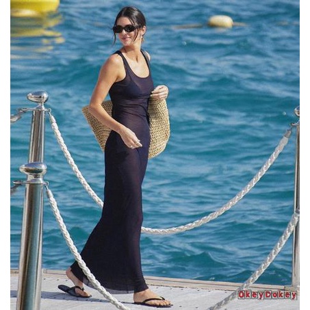 Đầm Dài Ôm Dáng Không Tay Màu Trơn Thời Trang Dành Cho Nữ