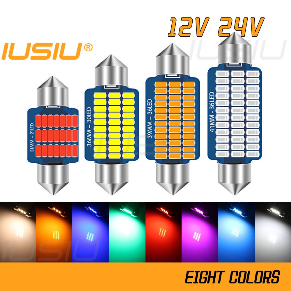 Đèn LED 12V 24V 31mm 28mm 41mm 39mm 36mm C3W C5W C10W 3014 Gắn Biển Số Xe Hơi Xe Tải