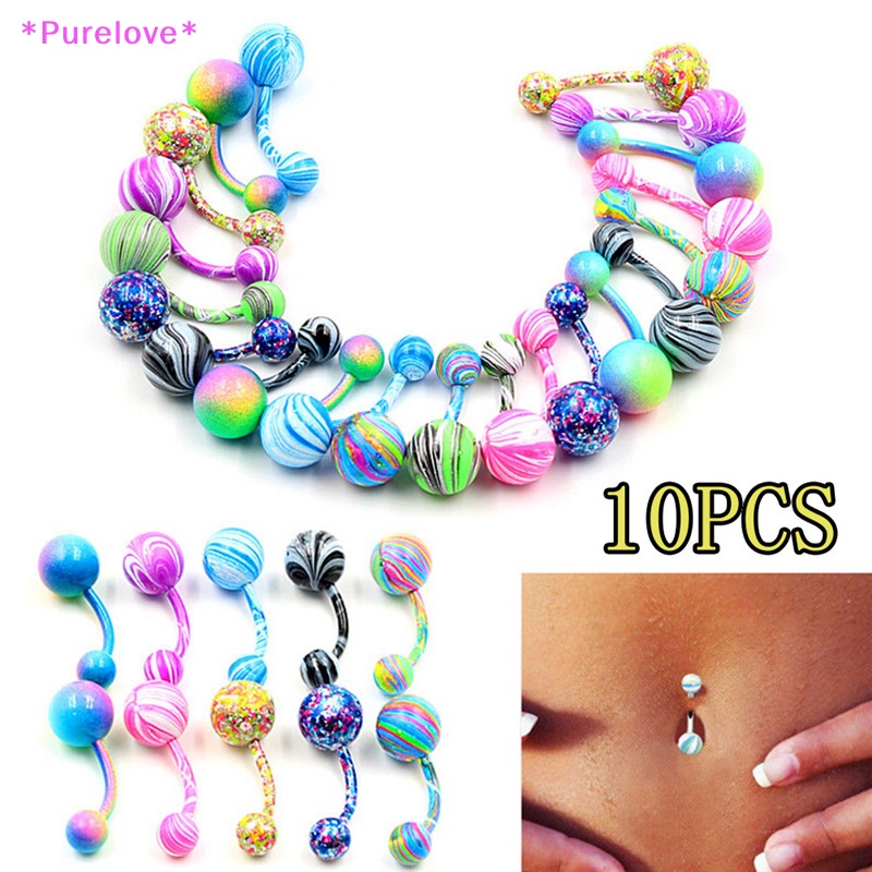 Set 10 Khuyên Rốn Bằng Thép Không Gỉ Cá Tính Thời Trang Mới