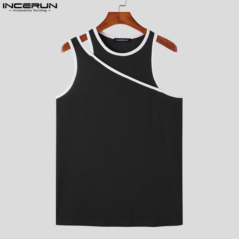 Incerun Áo Ba Lỗ Ôm Dáng Màu Trơn Phong Cách Hàn Quốc Cho Nam