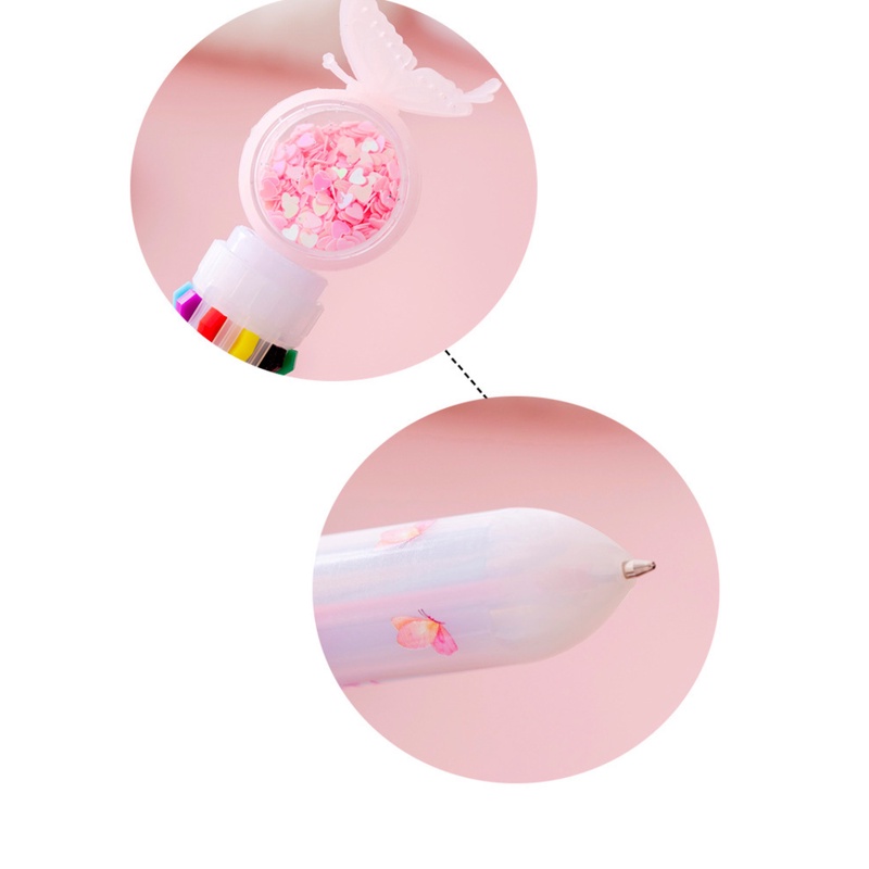 Bút Bi 10 Màu Sắc Họa Tiết Bướm Xinh Xắn