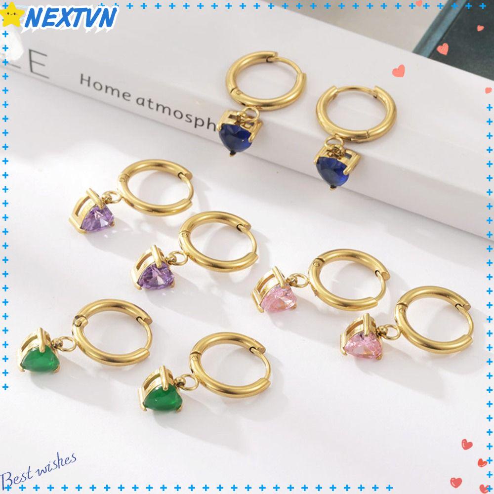 Khuyên Tai Hình Trái Tim Đính Đá Pha Lê Thời Trang