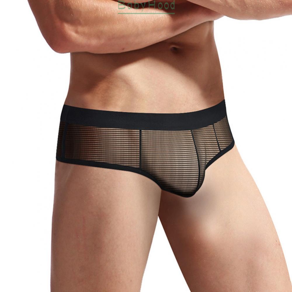 Mens Brief All Seasons Black Breathable Lingerie Low Rise Male Mesh Pants#BBHOOD