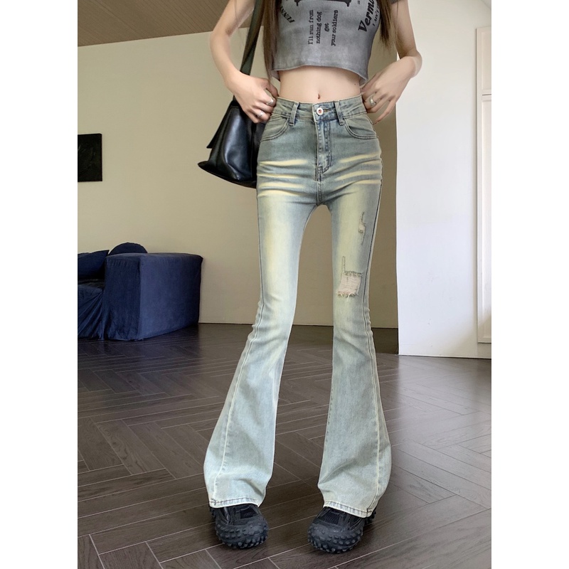 Quần Jeans Skinny Rách Gối Thời Trang Cho Nữ