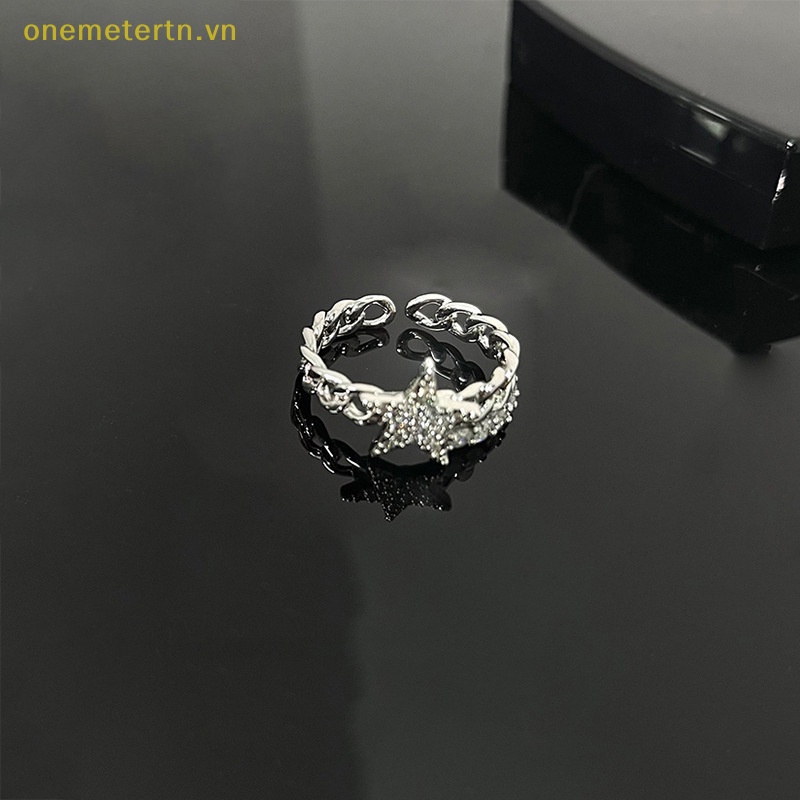 Onemetertn Nhẫn Hở Đính Đá Zircon Ngôi Sao Lấp Lánh Có Thể Điều Chỉnh Kích Thước Làm Quà Tặng Tình Yêu Cho Nữ