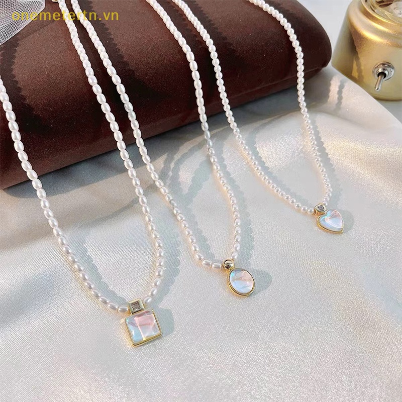 Vòng cổ Mặt Đá Opal Hình Trái Tim Nhiều Màu Sắc
