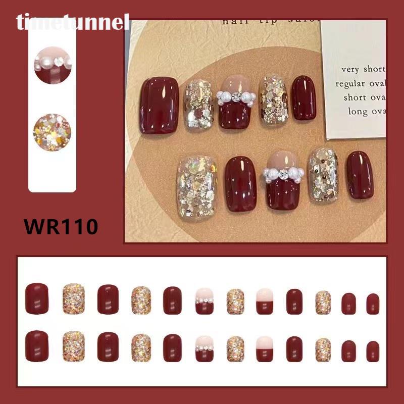 Set 24 Móng Tay Giả Đẹp Mắt Dùng Trang Trí Tiệc Giáng Sinh