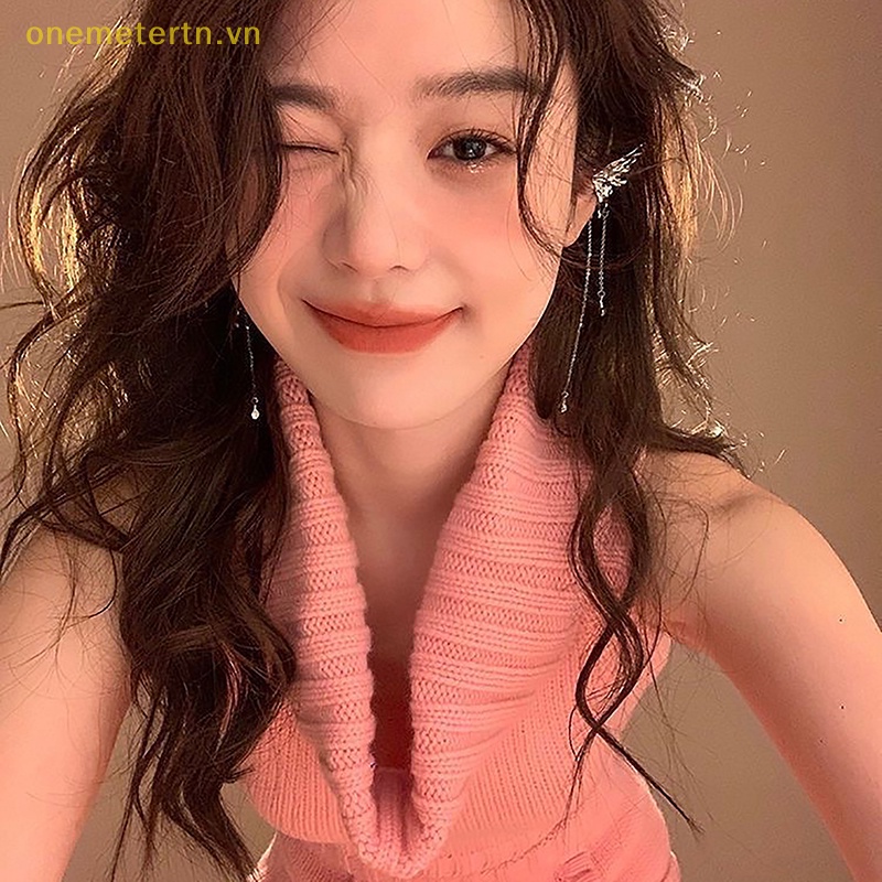 1 Đôi Bông Tai Cánh Thiên Thần Bằng Kim Loại Dạng Lỏng Không Cần Xỏ Lỗ Dành Cho Nữ