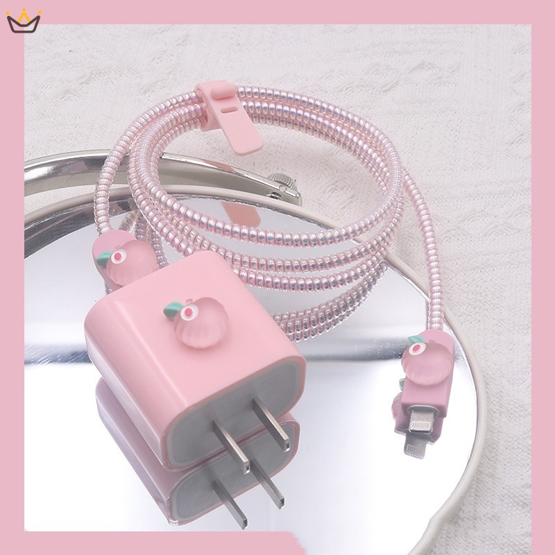 Phụ Kiện Bảo Vệ Dây Cáp Sạc Nhanh iPhone / iPad 18W / 20W Hình Trái Đào Dễ Thương