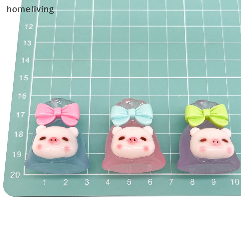 Móc Khóa Hình Chú Heo Mini Bằng Resin Màu Dạ Quang Trang Trí Điện Thoại DIY