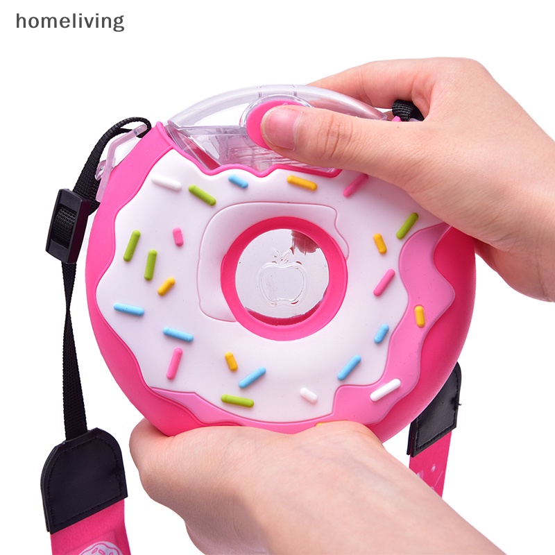 Bình Nước Silicon Hình Bánh Donut Kèm Ống Hút Tiện Dụng Cho Bé