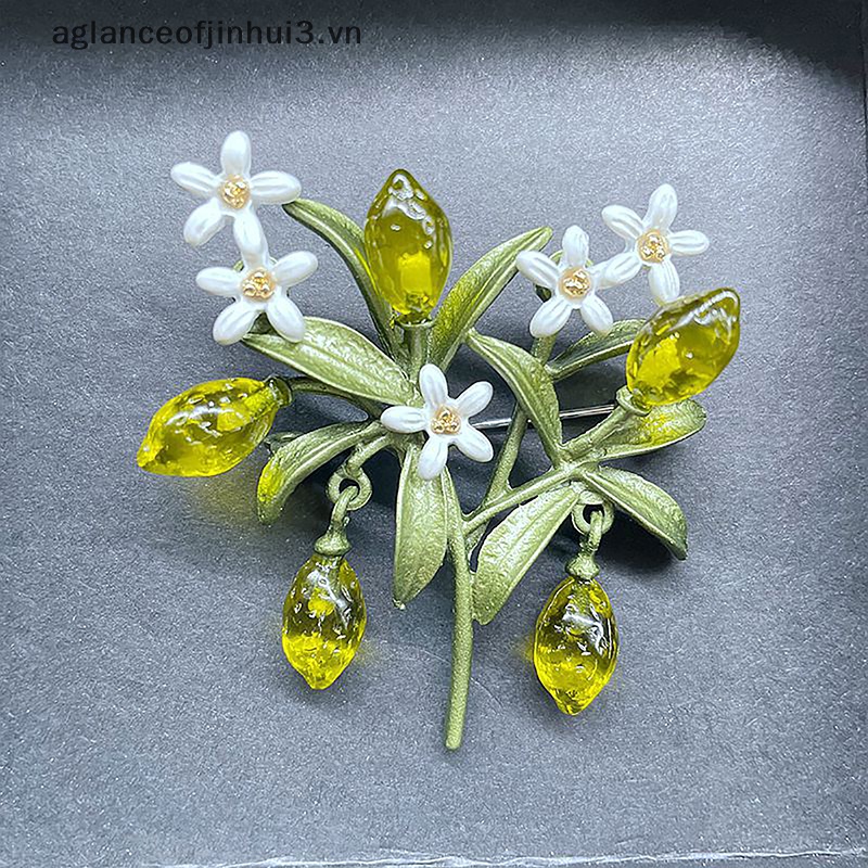 ~ Afhvn ~ Ghim Cài Áo Bằng Hợp Kim Hình Chanh / Hoa Dầu Cổ Điển Sáng Tạo Phụ Kiện Cho Sườn Xám Nữ