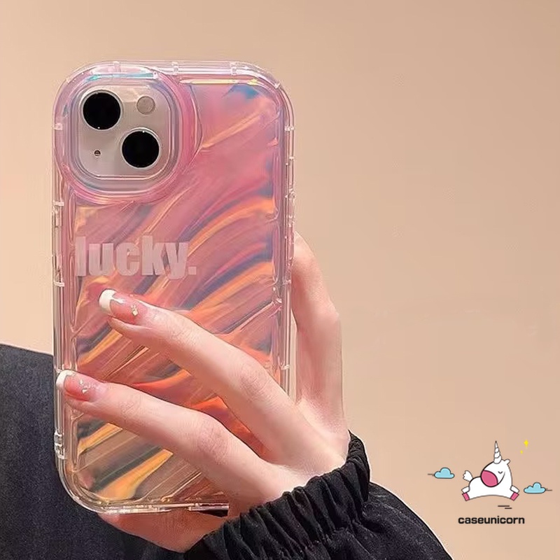 Ốp Điện Thoại Dẻo Màu Laser In Chữ Lucky 3D Sang Trọng Cho iPhone 11 14 13 12 Pro MAX 7 8 6 6S Plus XR X XS MAX SE 2020