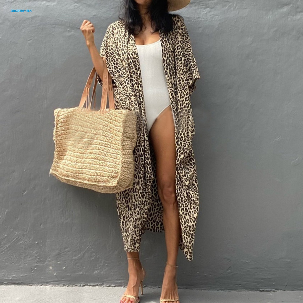 Am * Áo Khoác Cardigan Chống Nắng Dáng Rộng Vừa Vặn Với Họa Tiết Da Báo Chống Tia uv Đi Biển Mùa Hè Dành Cho Nữ