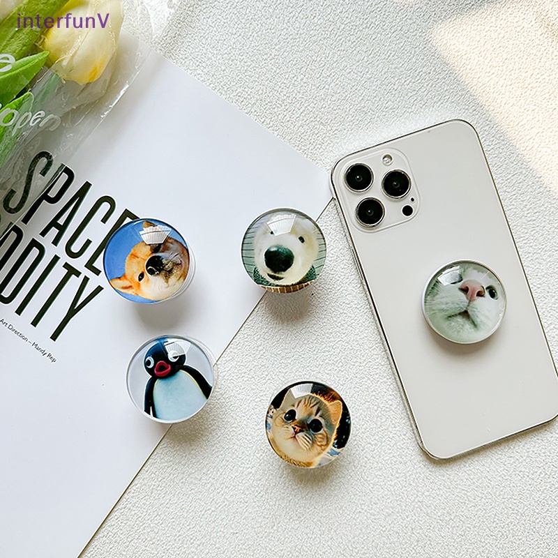 [InterfunV] Ốp Điện Thoại Mặt Kính In Hình Chó Mèo 3D Hàn Quốc Dễ Thương
