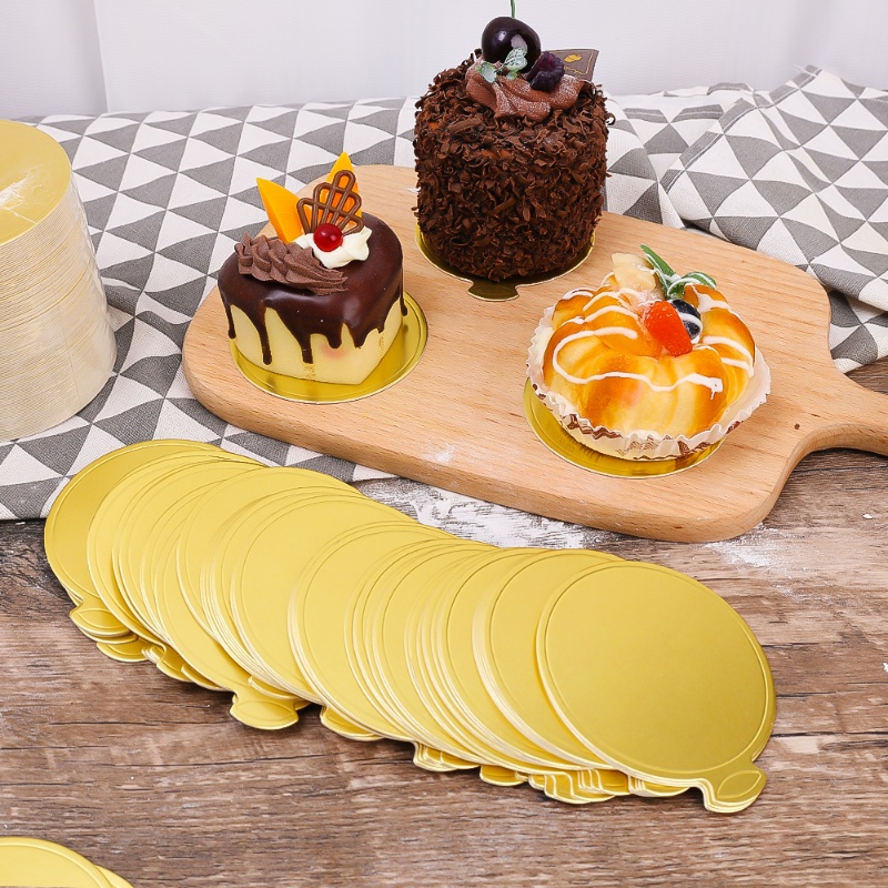 Set 100 Khay Giấy Tròn Lót Trưng Bày Bánh Mousse Dùng Một Lần