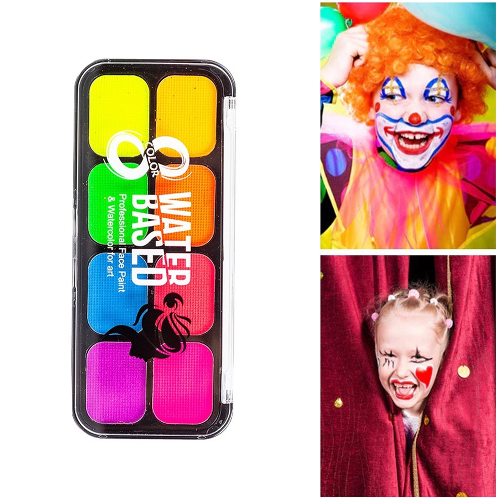 Màu Vẽ Mặt / Cơ Thể 8 Màu Sắc Tươi Sáng Hòa Tan Kháng Nước Chống Mồ Hôi Nhỏ Gọn Dễ Tẩy Trang DIY