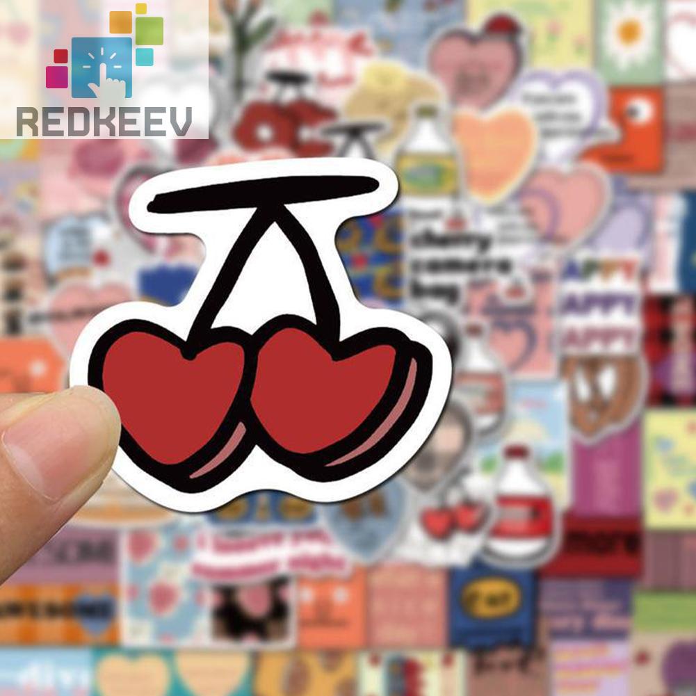 Bộ 90 Miếng Dán Trang Trí Sổ Tay / Ván Trượt Họa Tiết Trái Tim Dễ Thương DIY