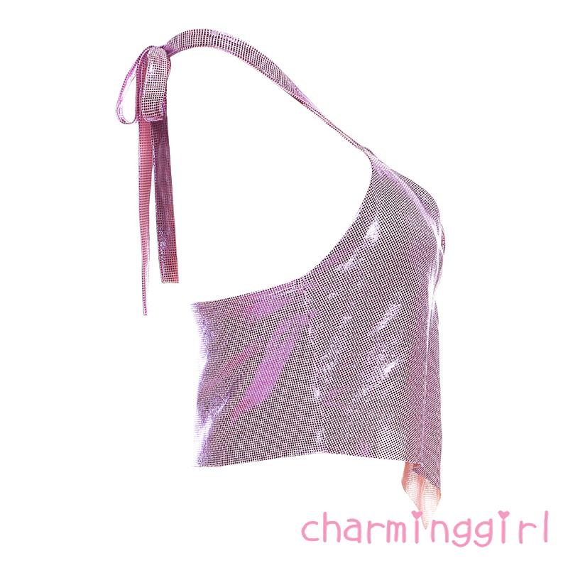 Áo Croptop Không Tay Hở Lưng Màu Sắc Đơn Giản Cho Nữ