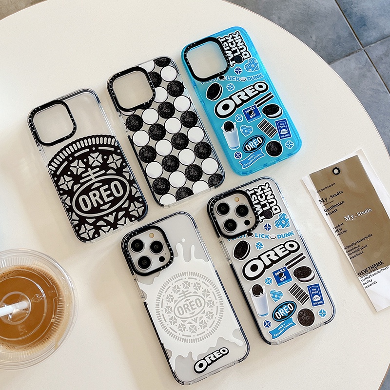 Ốp Điện Thoại Mềm Hình Bánh Oreo Nền Xanh Dương Cho iPhone 14 13 12 11 Pro Max IX XS XR 7 8Plus