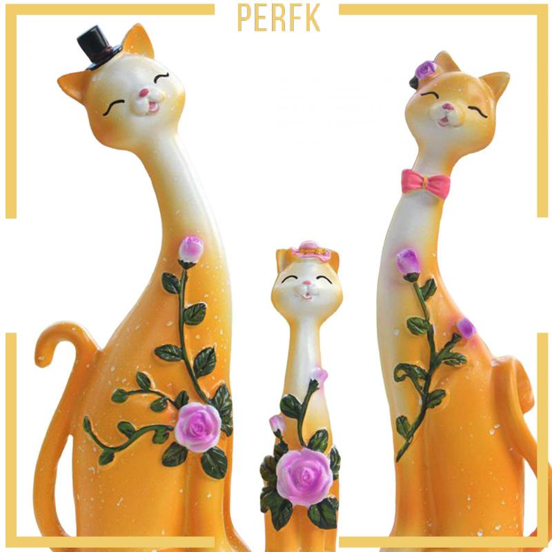 Set 3 Tượng Mèo Dễ Thương Dùng Để Trang Trí Nội Thất