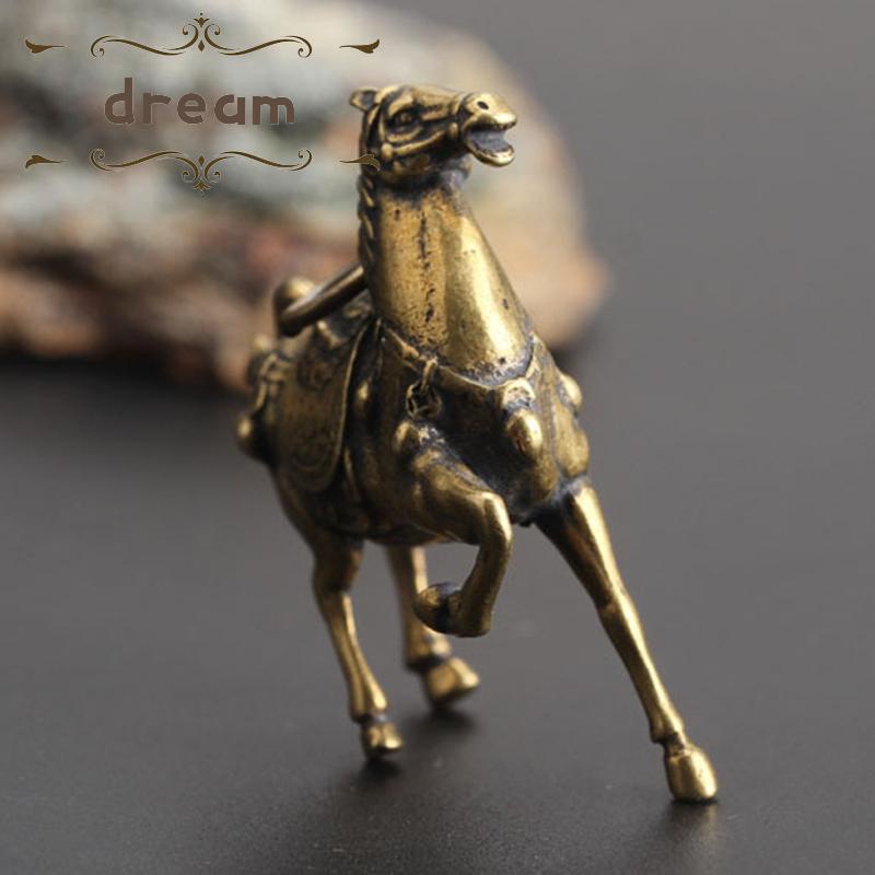 【DREAMLIFE】Horse Ornament Animal Solid Copper Miniature Display Figurines Office Home