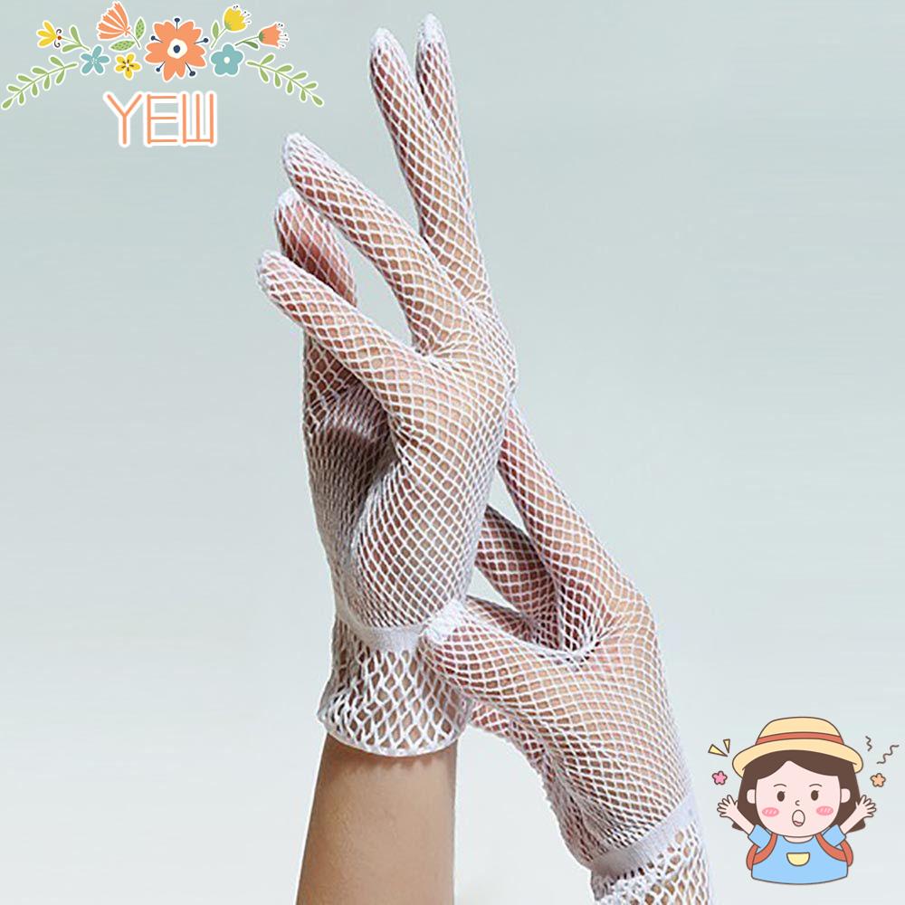 Găng Tay Lưới Hở Ngón Màu Trắng Đen Cho Tiệc Cưới