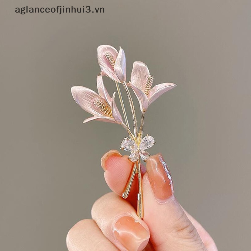 Ghim Cài Áo Hình Bông Hoa Đính Đá Xinh Xắn Dành Cho Nữ