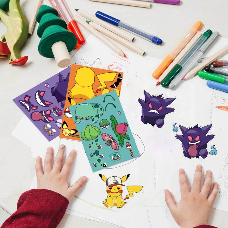 Set 8 Miếng Dán Xếp Hình Pokemon Chống Nước Cho Bé