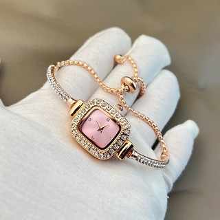 Đồng hồ đeo tay mặt vuông nhỏ đính đá sang trọng thời trang cho nữ