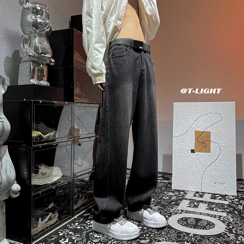 Quần Jean Dài Ống Rộng Dáng Suông Kiểu Đường Phố Cá Tính Cho Nam