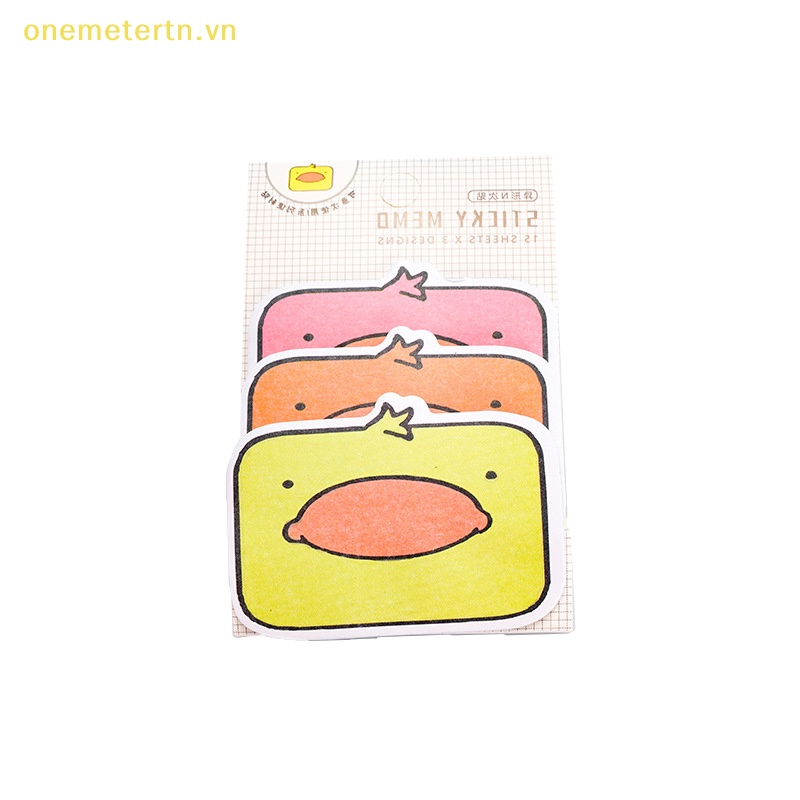 Onemetertn 1 Bộ Giấy Dán Ghi Chú 3 Lớp Họa Tiết Thỏ / Mèo / Vịt Hoạt Hình Sáng Tạo Dành Cho Học Sinh