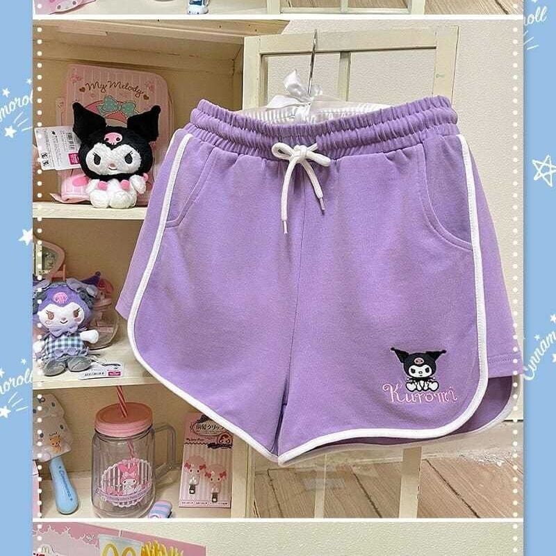 Quần ngắn ống rộng Co Giãn Họa Tiết Hoạt Hình Melody Kuromi Kiểu Nhật Bản Đáng Yêu Dành Cho Nữ