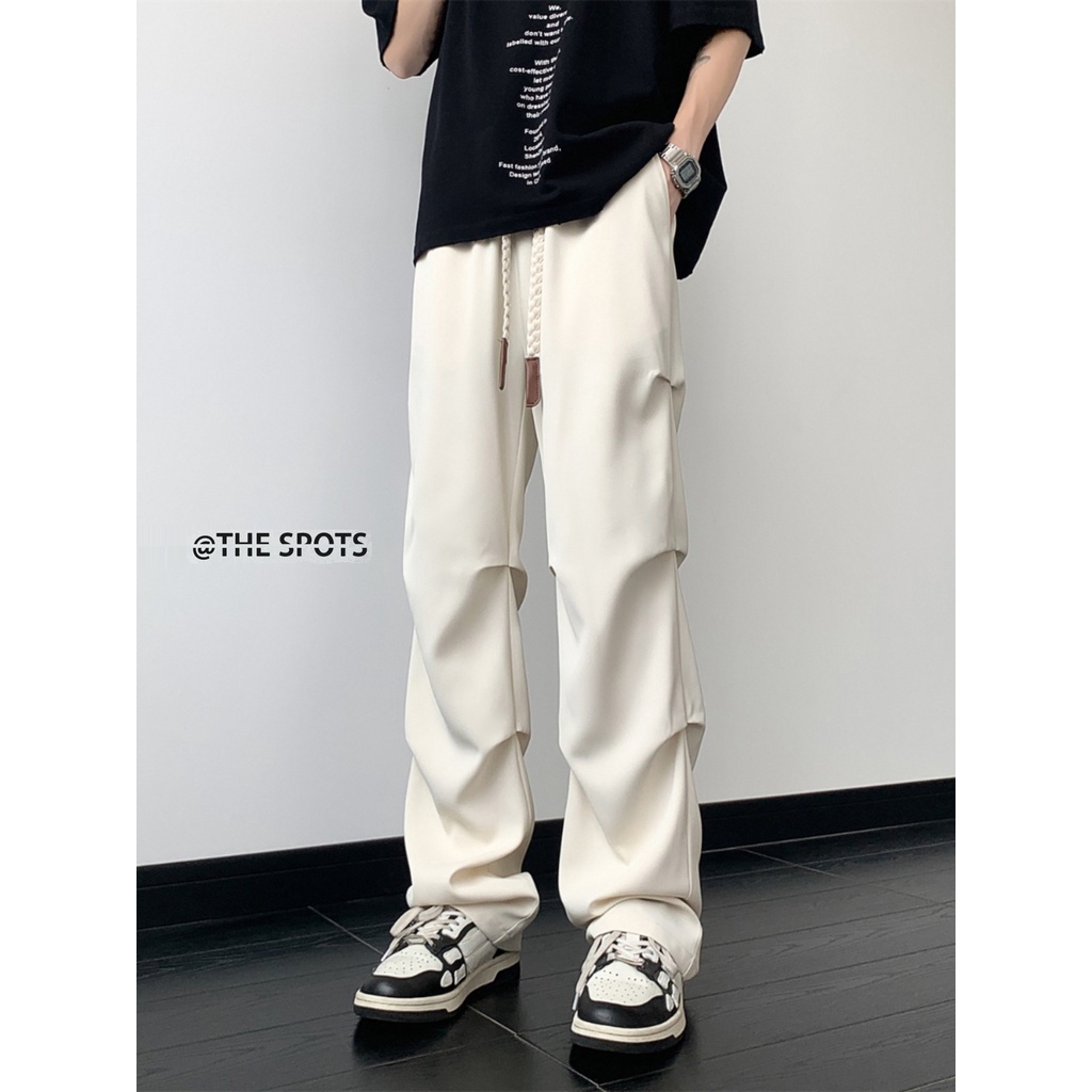 Quần Dài Xếp Ly Vải Lụa Mát Nhanh Khô Phong Cách Mỹ Thời Trang Mùa Hè Cho Nam