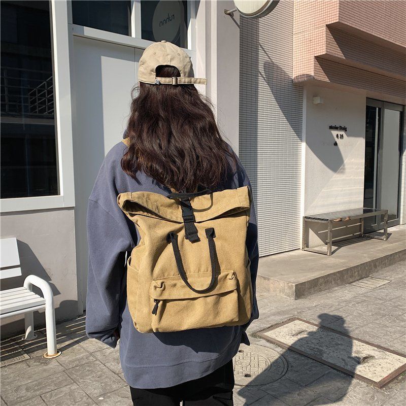 Ba Lô Vải Canvas Cỡ Lớn Chất Lượng Cao Thiết Kế Đơn Giản Phong Cách Nhật Bản Cho Nam Và Nữ