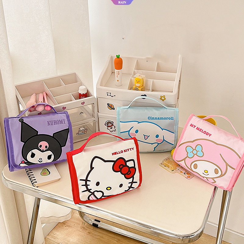 Túi Đựng Mỹ Phẩm Du Lịch Họa Tiết Hoạt Hình Kuromi My Melody Cinnamoroll Hello Kitty Sanrio Đáng Yêu