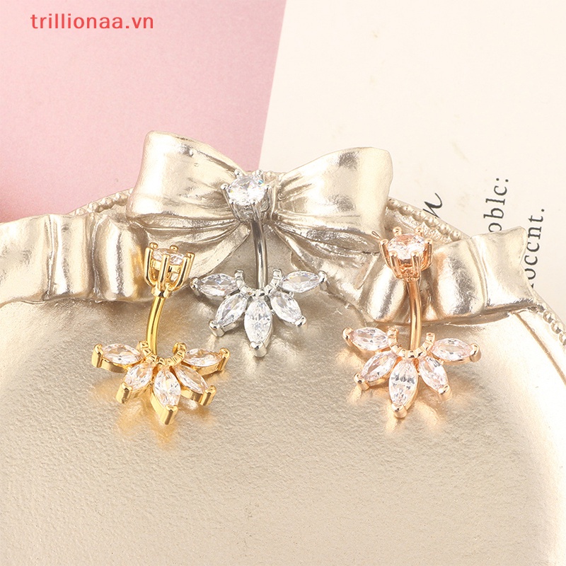 Khuyên Rốn Đính Đá Zircon Bằng Thép Không Gỉ Quyến Rũ Cho Nữ